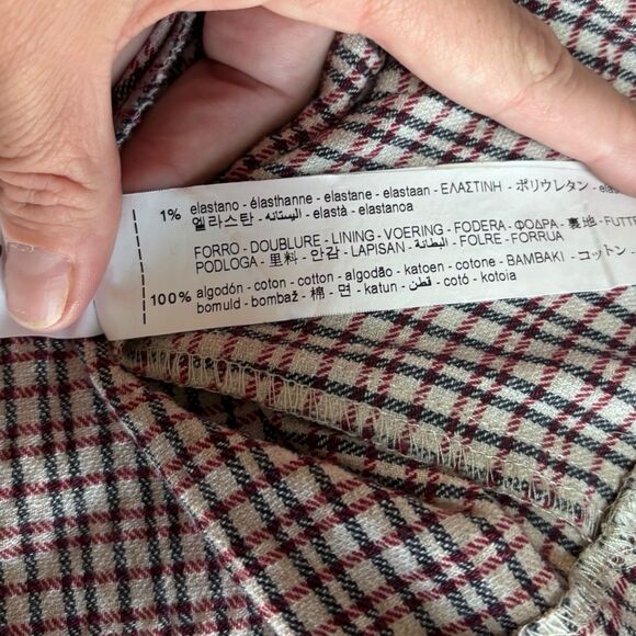 Zara 2-3years Girl Dark Red Checkered Cotton Dungaree Pinafore Dress School - Picture 4 of 5